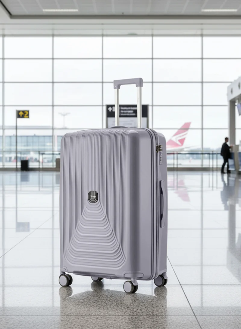 سيناتور حقيبة سفر كبيرة للجنسين بهيكل صلب خفيف الوزن بعجلات دوارة مزدوجة وقفل رقمي رمادي فاتح